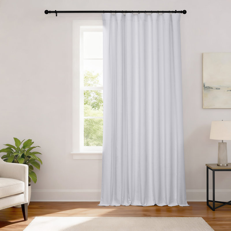Dondie Extra Wide Performance Polyester Hotel Blackout Curtains - Single Panel Drapes, 100" W x 84" L, White