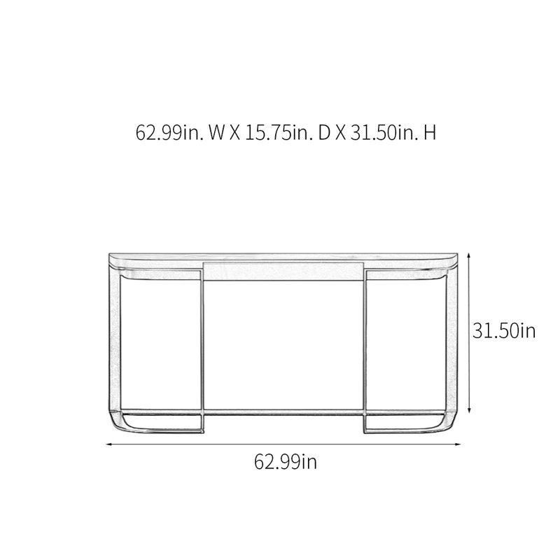 Console moderne avec 1 tiroir, H 31,5 po x l 62,99 po x P 15,75 po