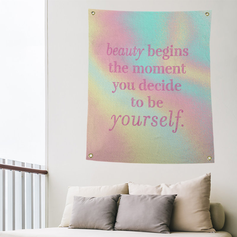 Tapisserie citation en polyester true, H 59 pi x l 50 po, Arc-en-ciel pastel