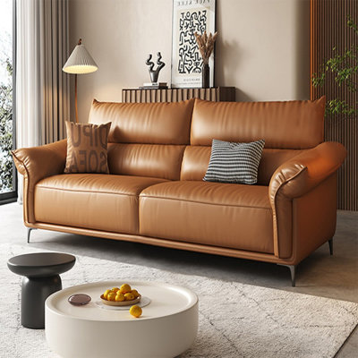 Orange Genuine Leather Standard Sofa cushion Loveseat