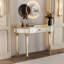 Console 47 po à miroir en demi-lune avec tiroir en verre cannelé et poignées en cristal-967734416
