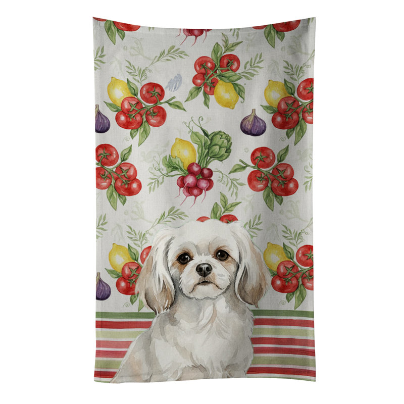 Serviette de cuisine épagneul blanc tibétain blanc, White Tibetan Spaniel