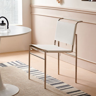 Chaise d'appoint blanche et argentée (ensemble de 2)
