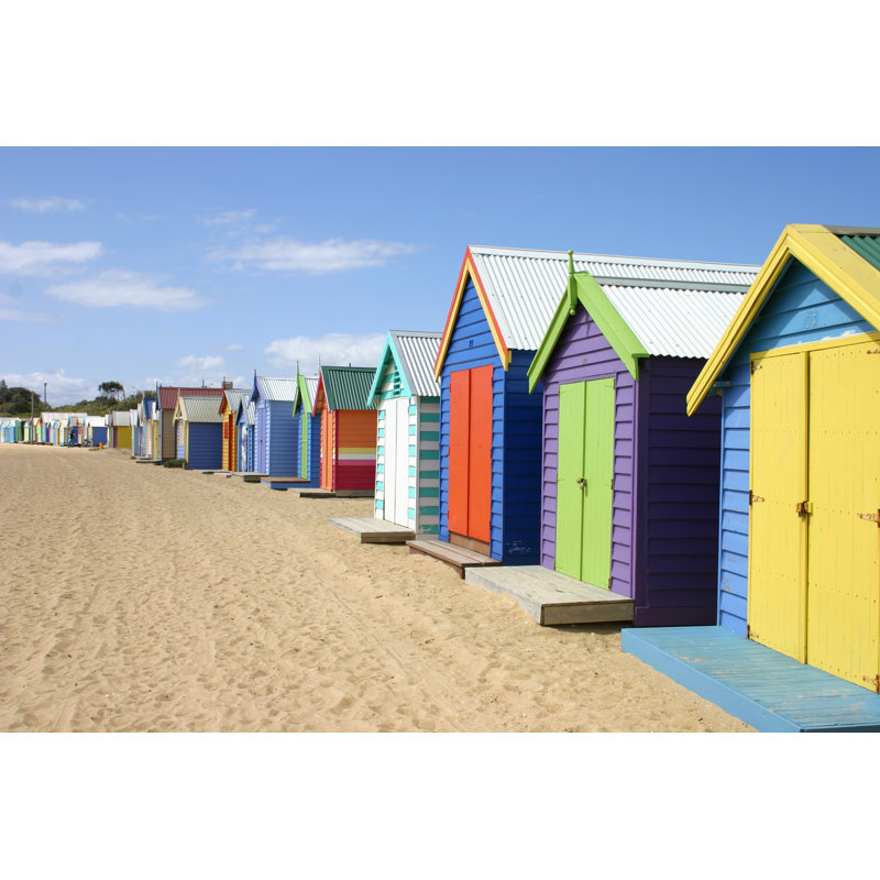 Colourful Beach Huts - Wrapped Canvas Print, 51cm H x 76cm W