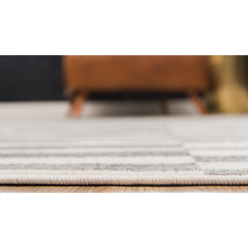 Tapis rayé ivoire / noir Arzilla, Dark Grey, Rectangulaire 10 pi x 13 pi 1 po
