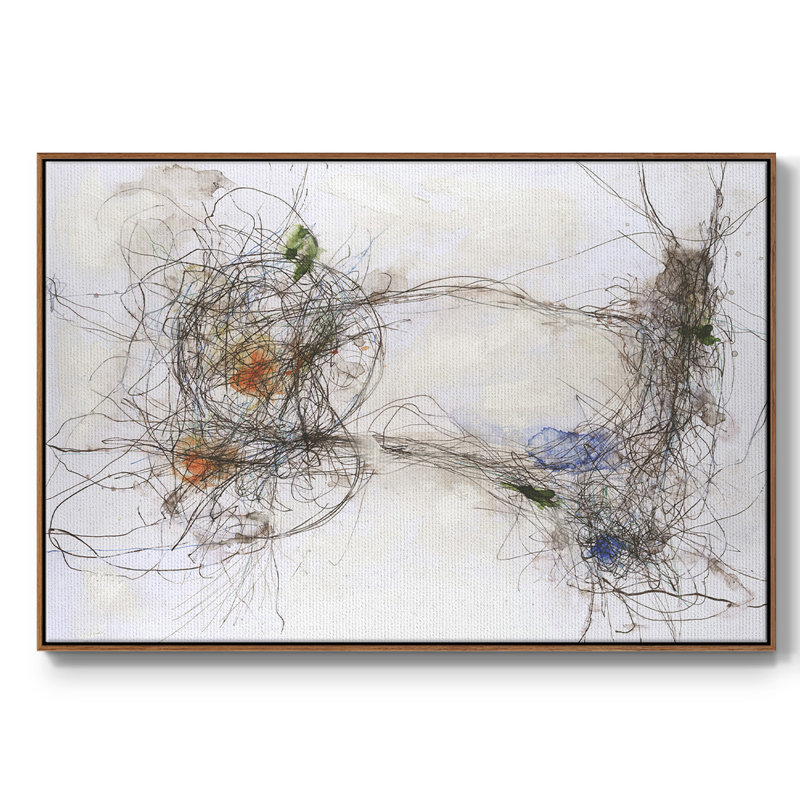 " Earth Systems I ", Walnut Framed Canvas, 27" H x 41" W x 2" D, No Mat