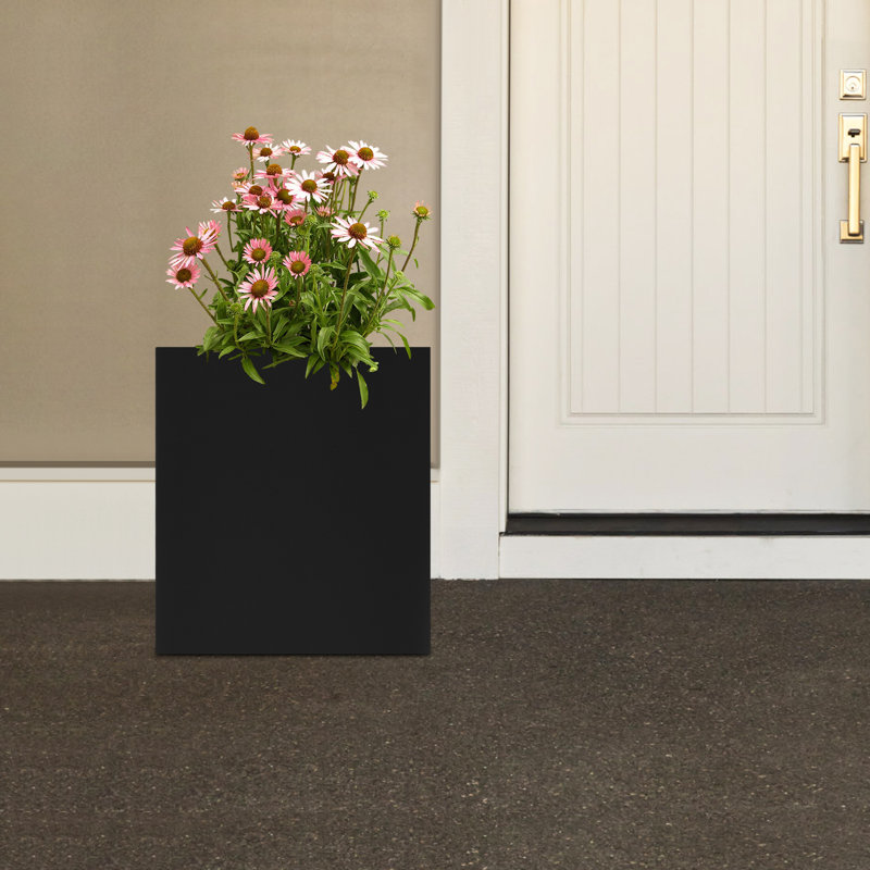 Boîte à fleurs en métal, H 20 po x l 18 po x P 18 po, Noir
