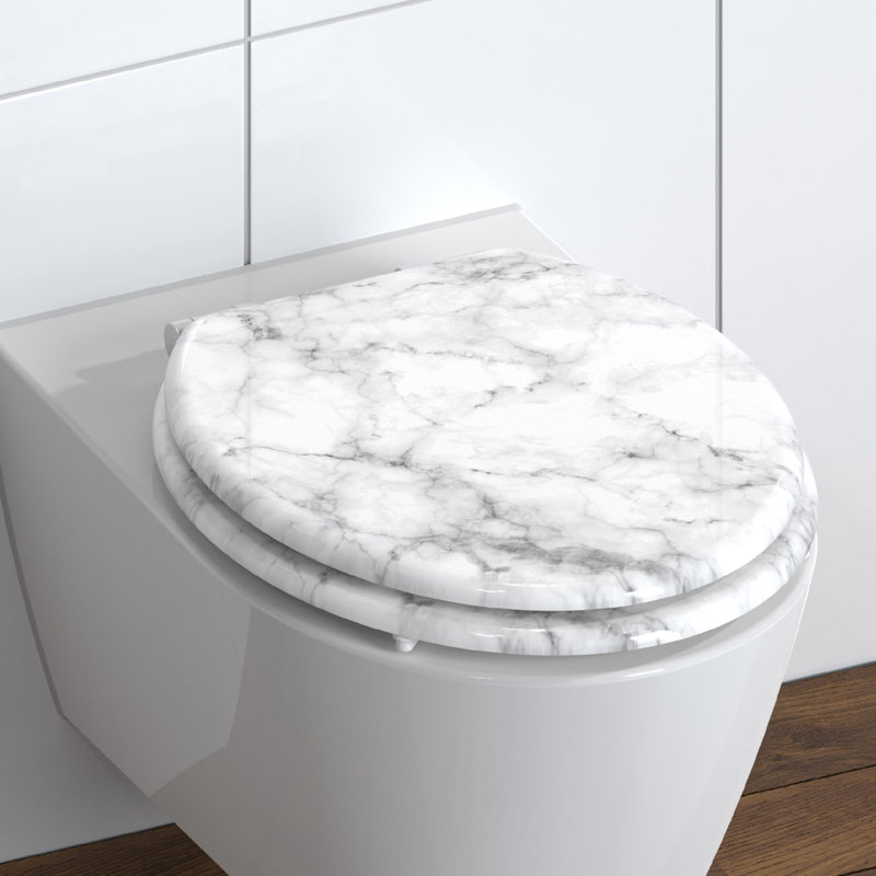 Schütte Toilet Seat Solid Wood MDF Brown, White/Grey