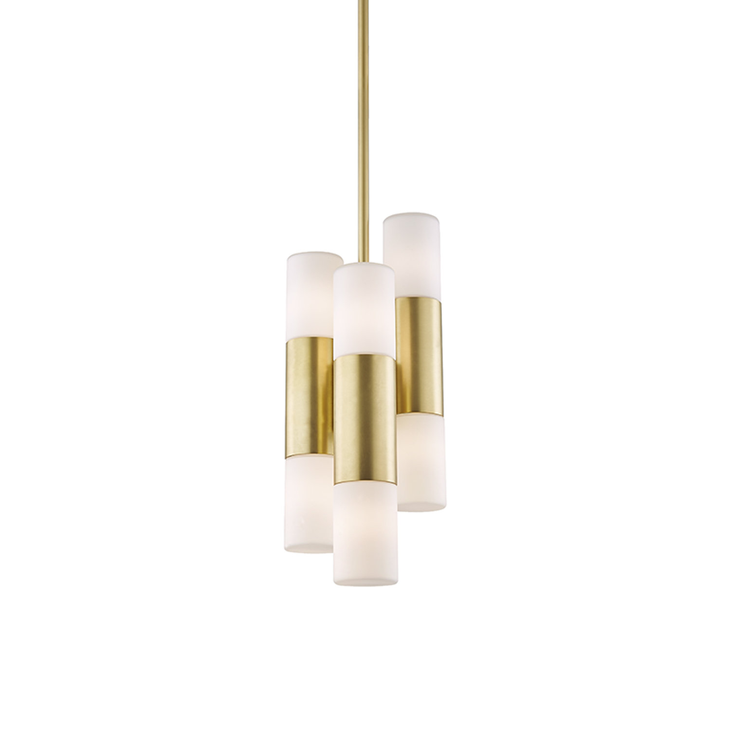 Otto 6 - Light Steel Cylinder Chandelier, Aged Brass