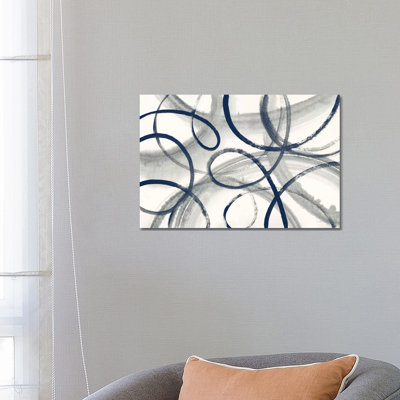 Calligraphia With Navy by Sue Schlabach - Wrapped Canvas Print
