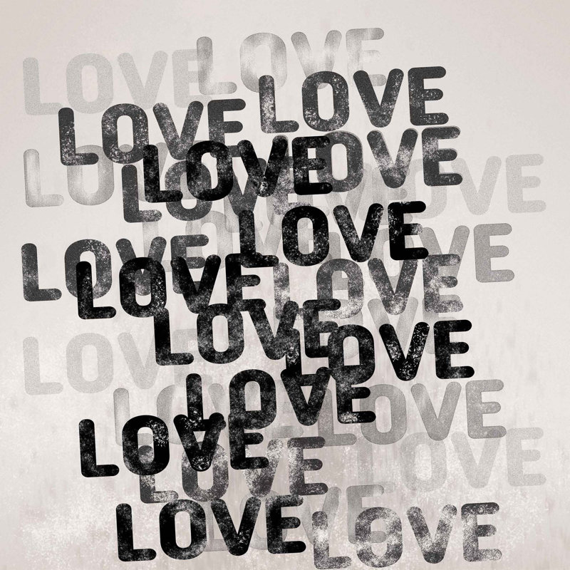 «Love» par Yaffa G, H 31 po x l 31 po, Toile tendue