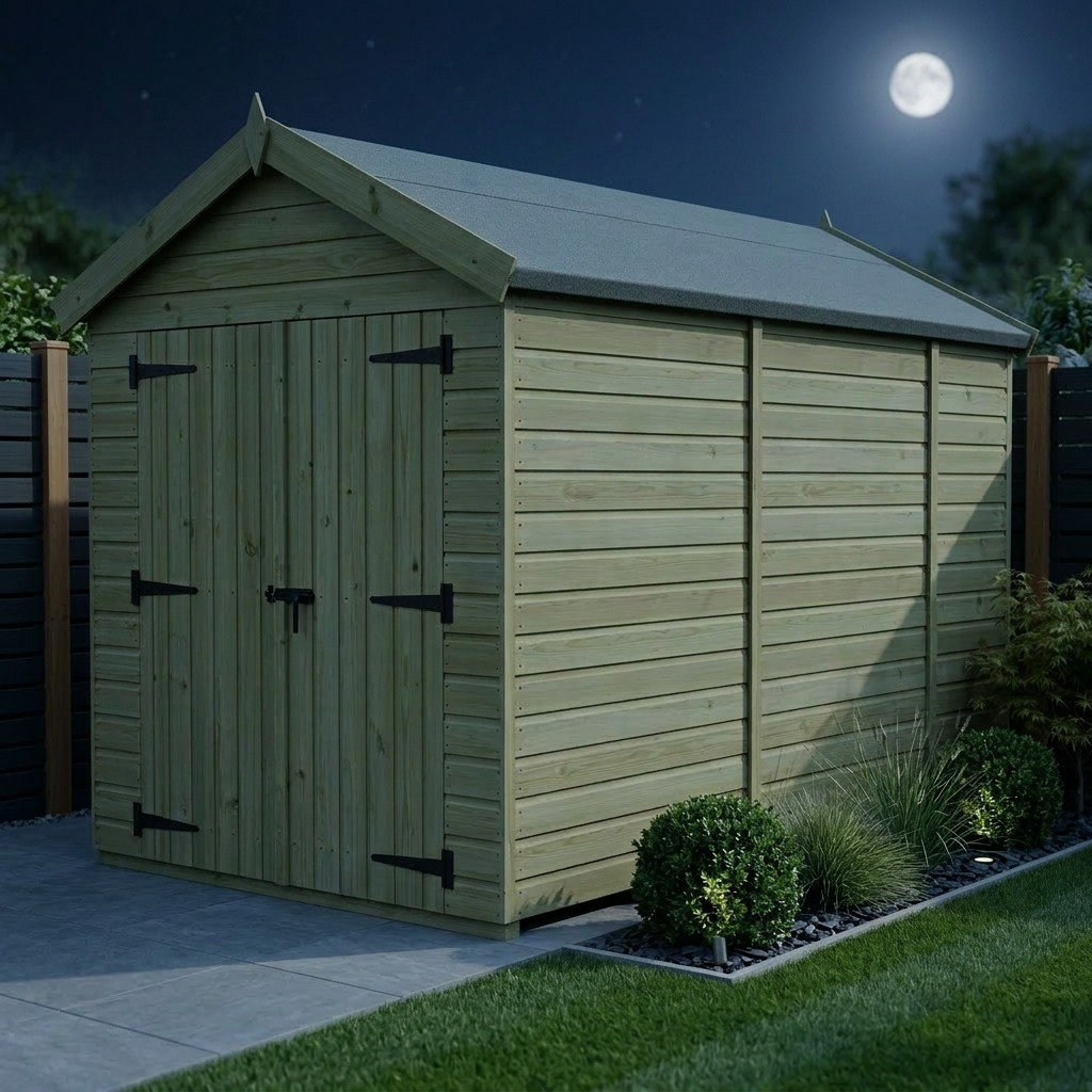 Total Sheds 7ft x 9ft Apex Garden Shed - Double Door - No Windows - Pressure Treated Timber - UK Manufactured