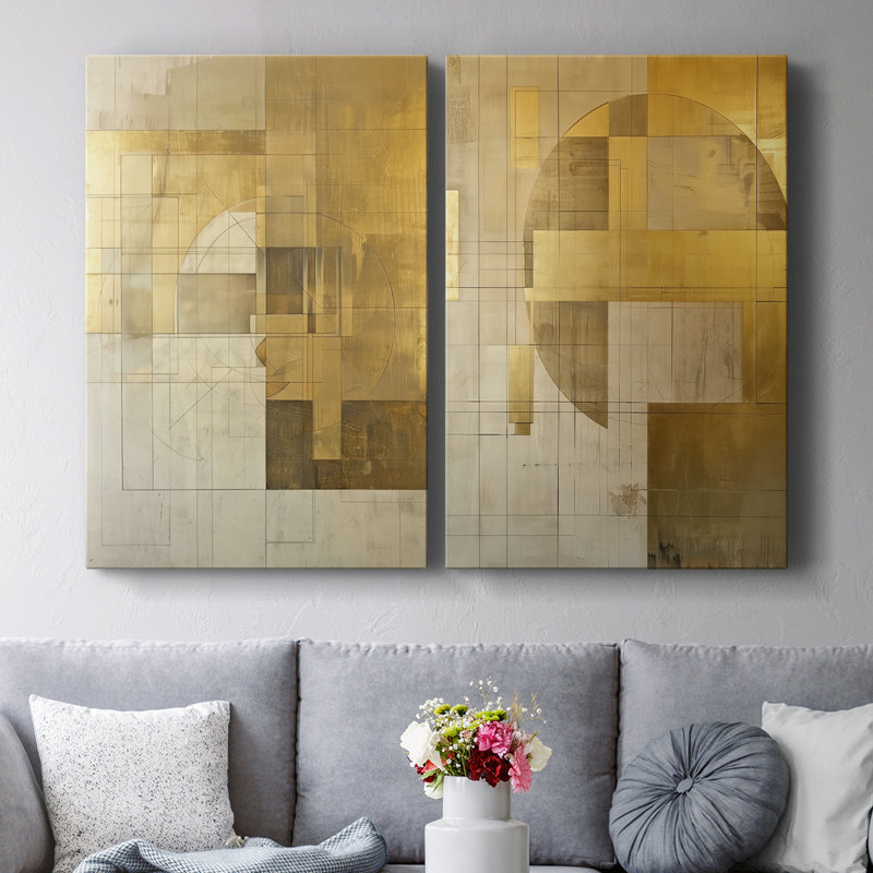 ABSTRACT Series CXII - Toile tendue avec châssis de qualité supérieure - Prêt à être accroché, H 27 po x l 36 po