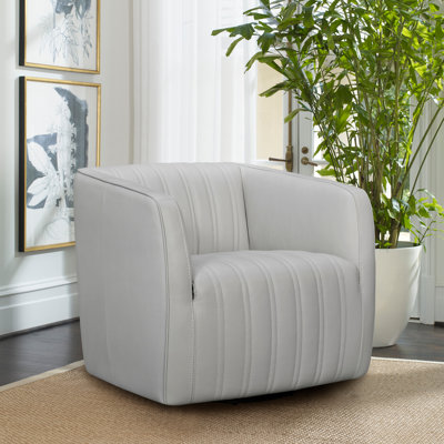 Fauteuil demi-tonneau pivotant en cuir 31,12 po Dingeman
