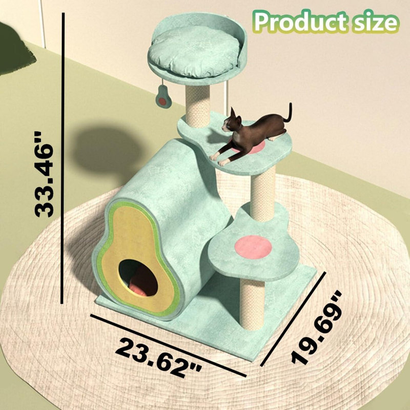Avocado Shell Cat Bed with Scratching Posts