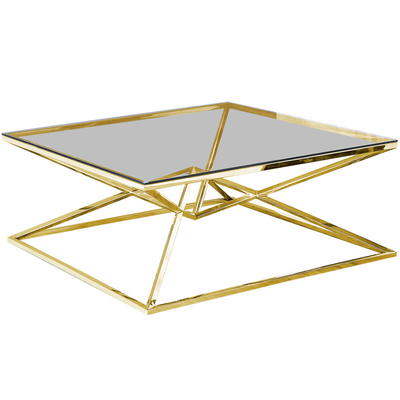 Connall Abstract Coffee Table (Rectangular | Gold) , Gold, 47"L x 32"W x 18"H