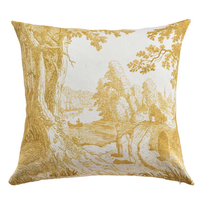 Coussin en toile Reverie - ocre et ivoire - 24 po x 24 po, 24 po x 24 po, Ochre, Ivory