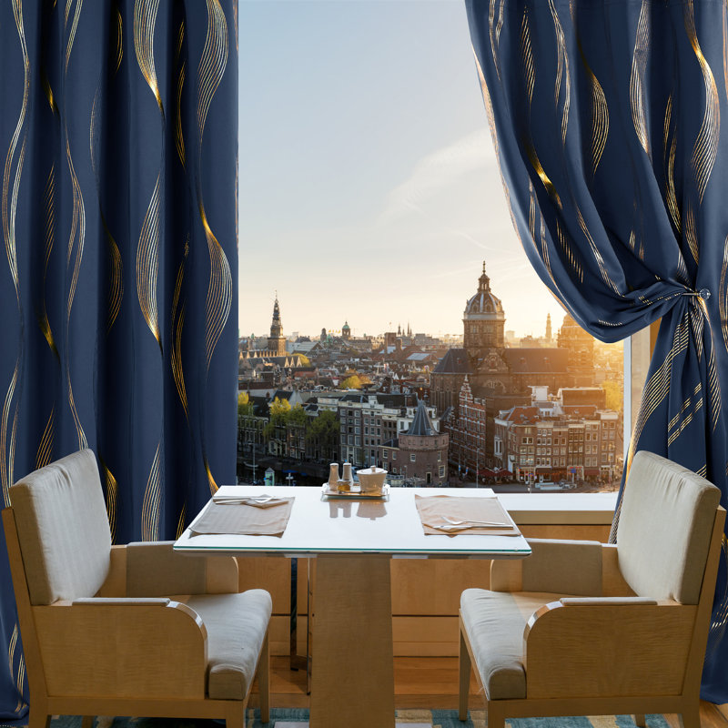 Paire de rideaux Givonni, L 42 po x L 84 po, Bleu marine
