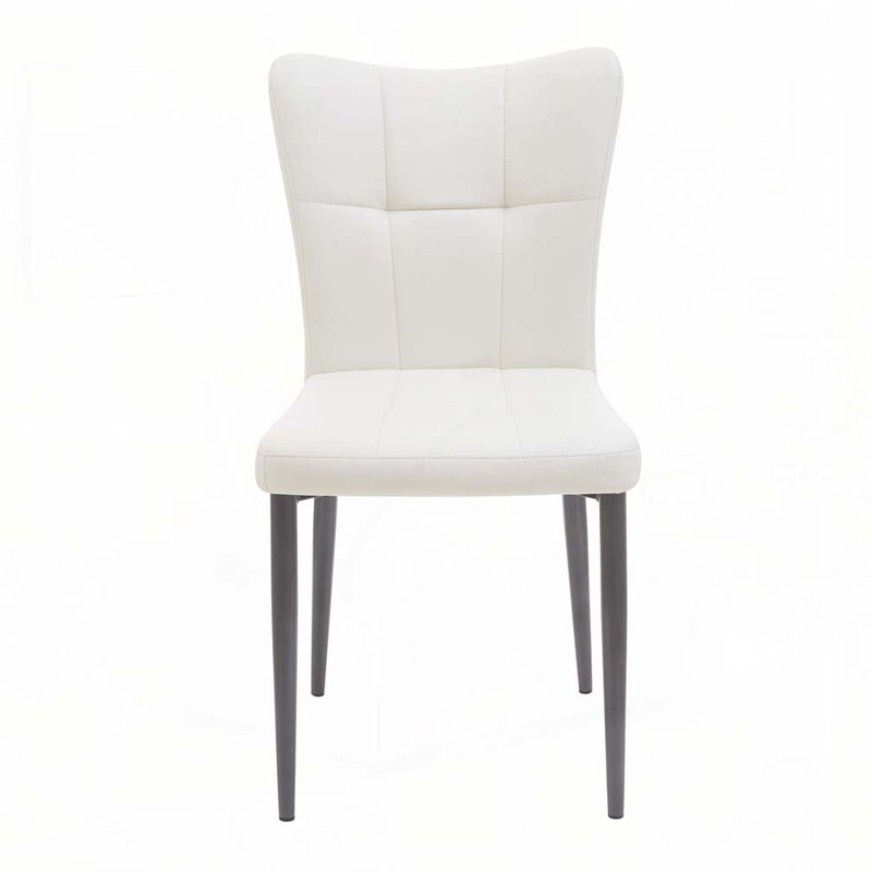 Ensemble de 2 chaises de salle à manger à haut dossier avec design ergonomique: structure en fer forgé, siège en cuir et coussins en éponge à rebond élevé