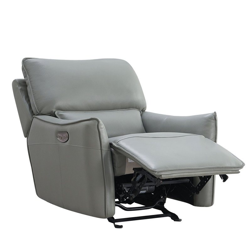Fauteuil inclinable électrique en cuir gris clair, inclinable de cinéma maison avec appui-tête électrique réglable et charge USB