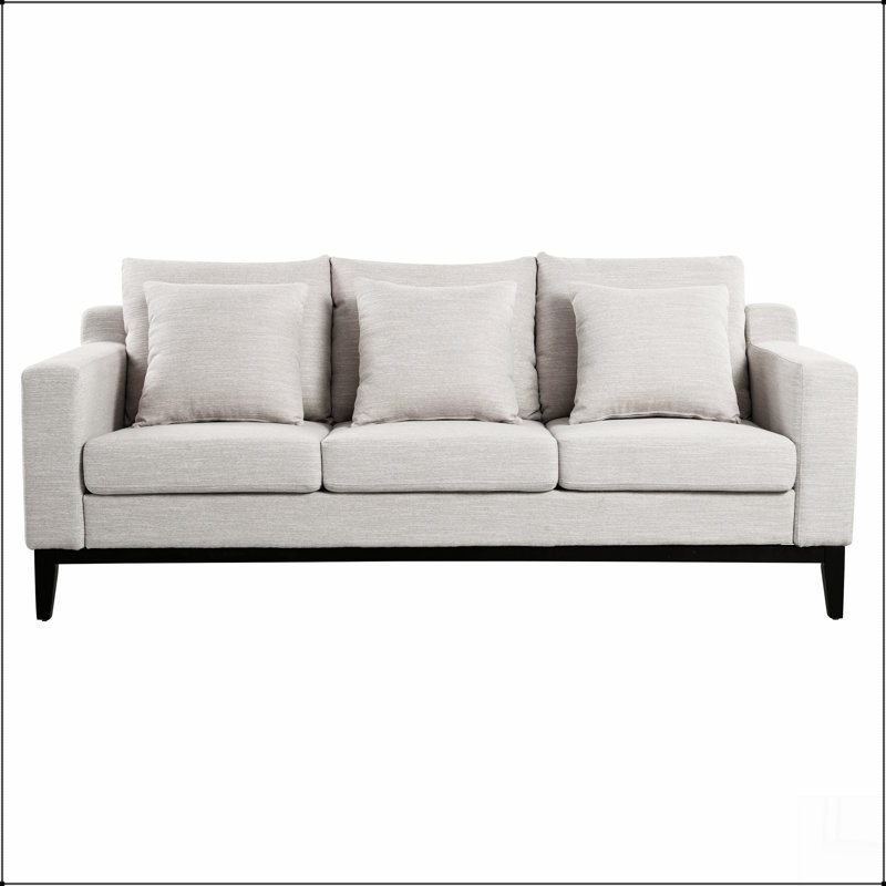 Canapé 3 places avec pieds en bois Mirod Comfy, moderne pour le salon et le bureau, Gris