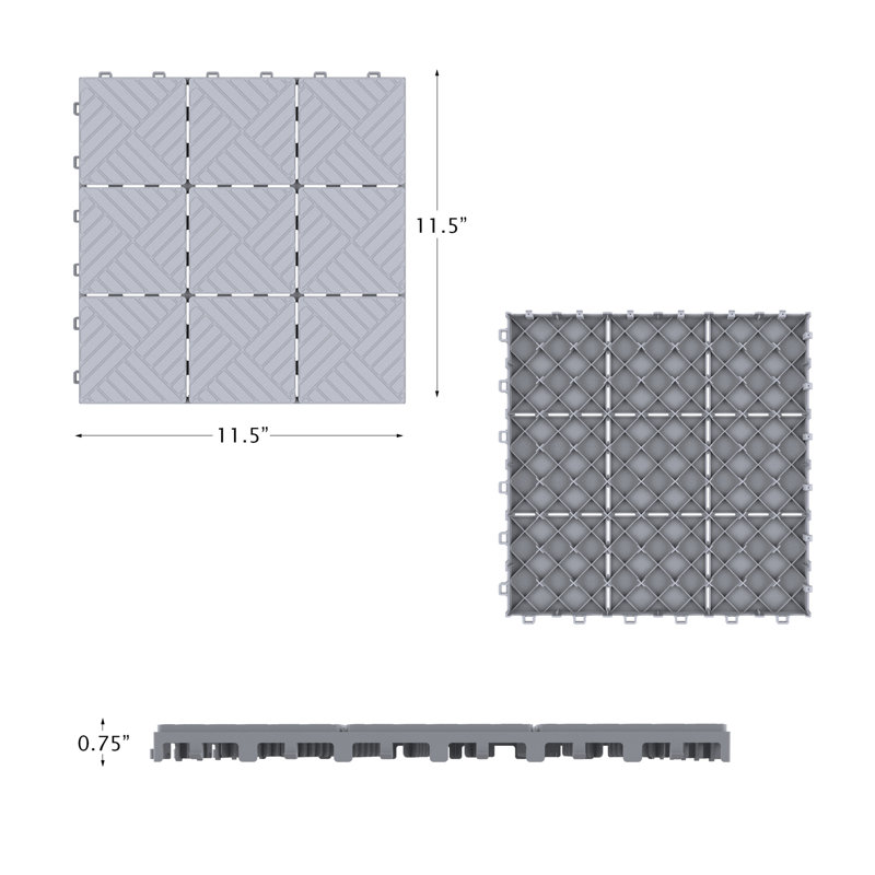  Deck Tiles - 6-Pack Polypropylene Interlocking Patio Tiles - Weather-Resistant Outdoor Flooring for Balcony, Porch, and Garage by Pure Garden