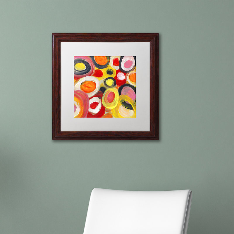 «Gregson Colorful Abstract Circles Square 1» par Amy Vangsgard, reproduction d'art sur toile, H 11 po x l 14 po x P 0,5 po