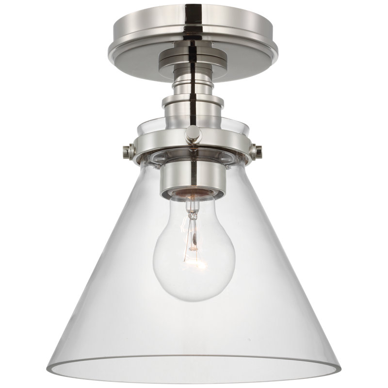 Parkington 1 - Light Flush Mount, Antique-Burnished Brass, Clear