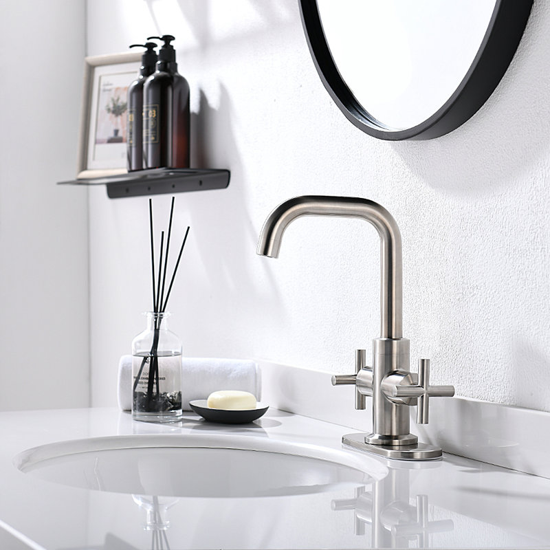Centerset 2-handle Bathroom Faucet with Drain Assembly, Matte Black