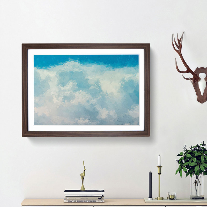 The Crisp Clouds in Abstract - Picture Frame Graphic Art Print, Walnut Framed, 27cm H x 36cm W x 2cm D