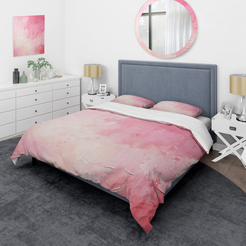 Ensemble de housse de couette or et rose Minimal Abstract River IV - Fuchsia