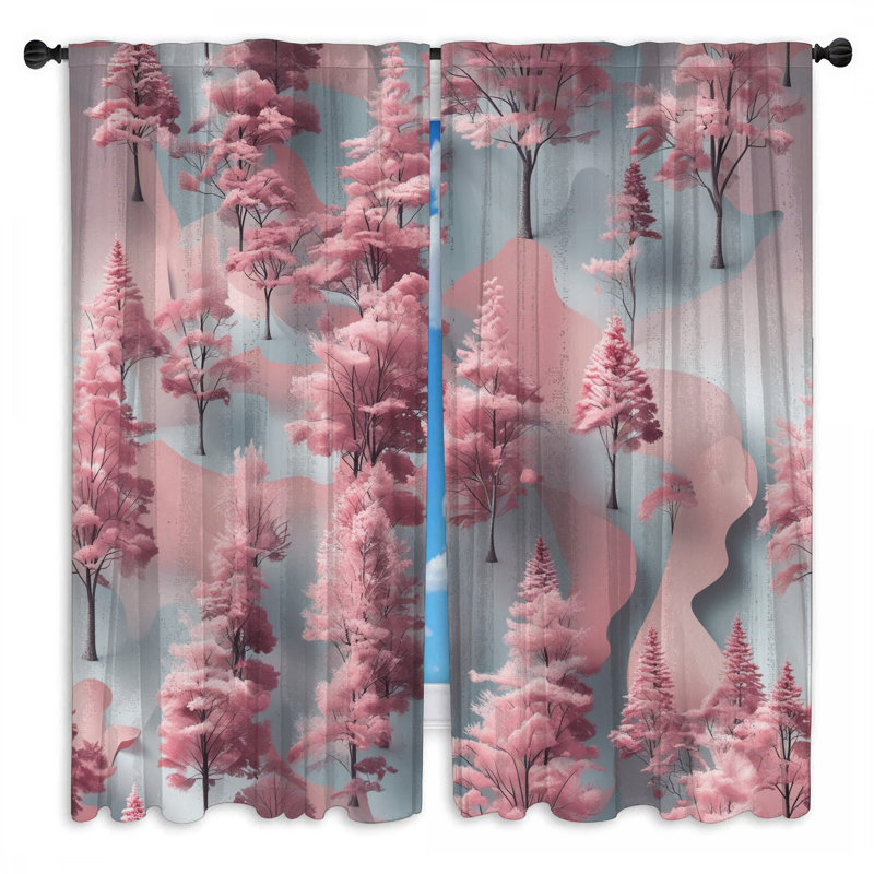 Rideaux de fenêtre roses et arbres obscurcissant - 2 panneaux, 20 po x 80 po - 2 panneaux, Obscurcissement de chambre