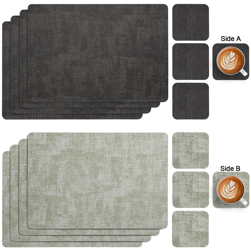 Faux Leather Placemat, Grey Green