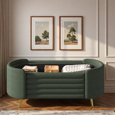 Banc moderne avec repose-pieds ovale avec grand espace de rangement et pieds en métal