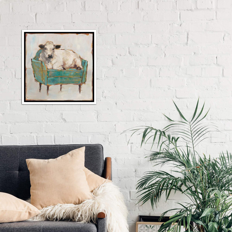 «Moo-ving in I» par Ethan Harper - Peinture, Toile blanche encadrée, H 26 po x l 26 po x P 1,5 po
