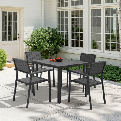 Chamblee Nika Outdoor PS Aluminum Alloy Square Table 5-Piece Dining Set, Suitable For Patio Gatherings
