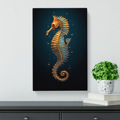 Seahorse Minimalism Art - Wrapped Canvas