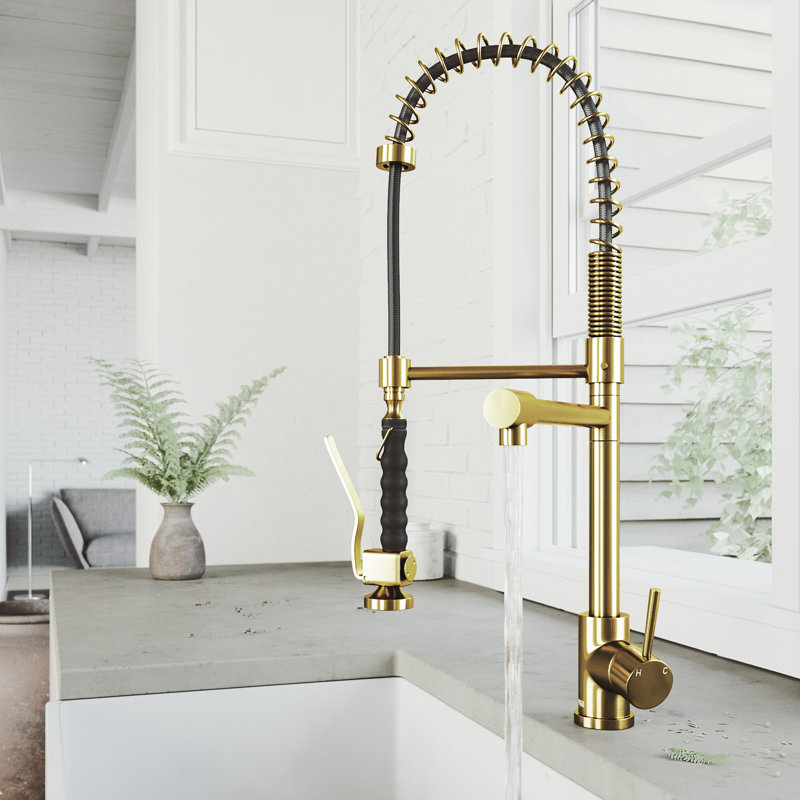 Zurich 27" H 1-handle Pull-Down Kitchen Faucet, Matte Gold