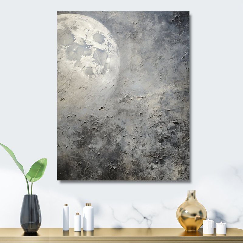 Minimalisme gris lune surface 4 - tachisme, art mural en métal, H 20 po x l 12 po x P 1 po