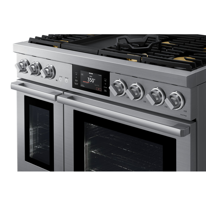 48" Dual Fuel Pro-Range 6 Burners With Griddle, Transitional, Silver, NG/LP