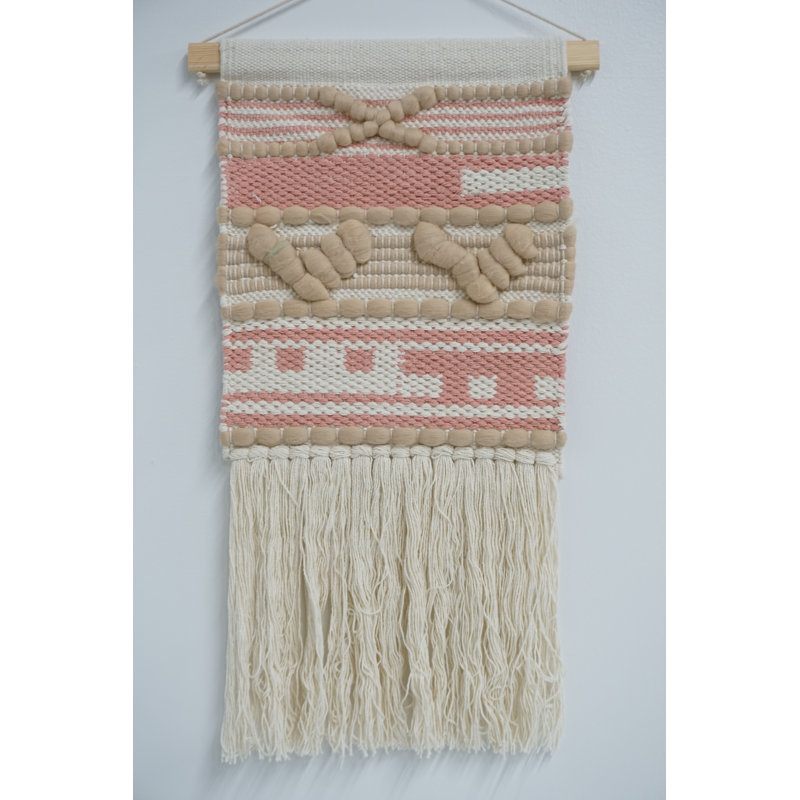 Applique murale en laine et coton macramé avec tringle incluse