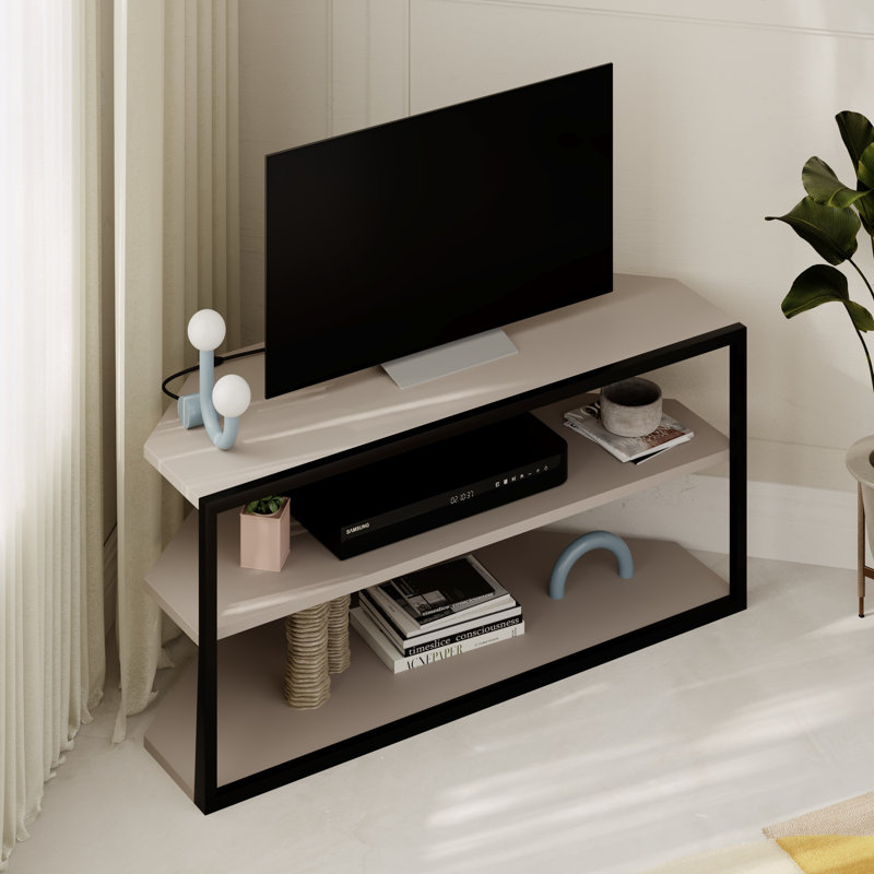 ECHO Adjustable Corner or Flat TV Stand, Light Mocha