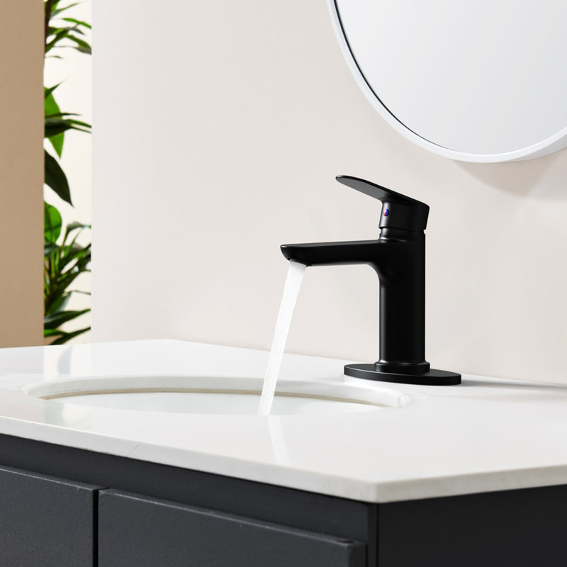 Matte Black Bathroom Faucet - Deck Mounted For 1 Hole, Scratch Surface, Corrosion Proof, Water Saving Aerator Functionality Function