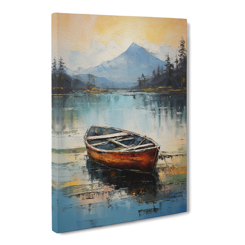 Boat On A Lake Gestural No.2 - Wrapped Canvas, 60cm H x 40cm W x 3cm D