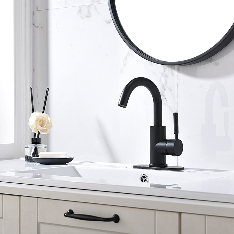 Single-Hole Single-handle Bathroom Faucet with Drain Assembly