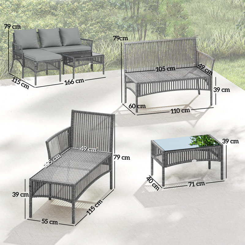 Modular Sofa, Grey Cushion/Grey Frame