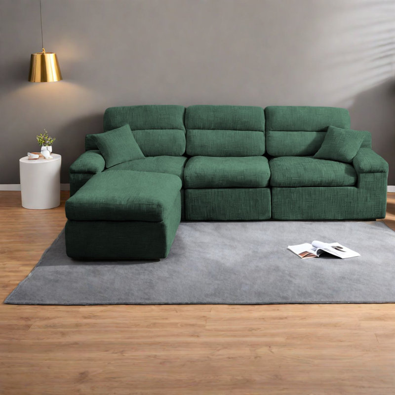 Canapés en chenille de qualité supérieure en forme de L flammé, détente moderne et peu encombrante pour le salon
