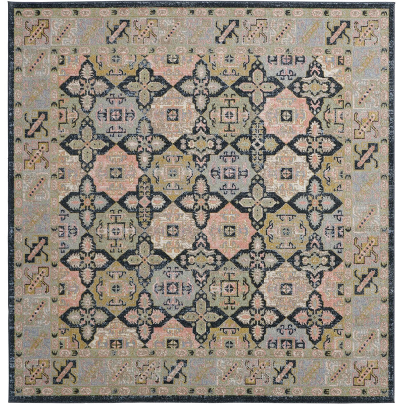 Taslin Rug, Blue, Square 7'10''