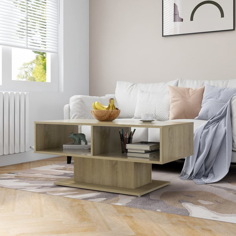 Godbolt Pedestal Coffee Table with Storage, Sonoma Oak