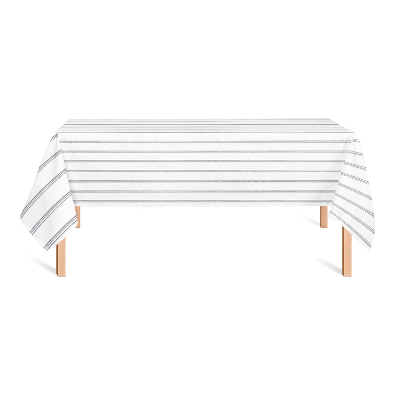 Striped Polyester Tablecloth, Dark Gray, 102" L x 58" W